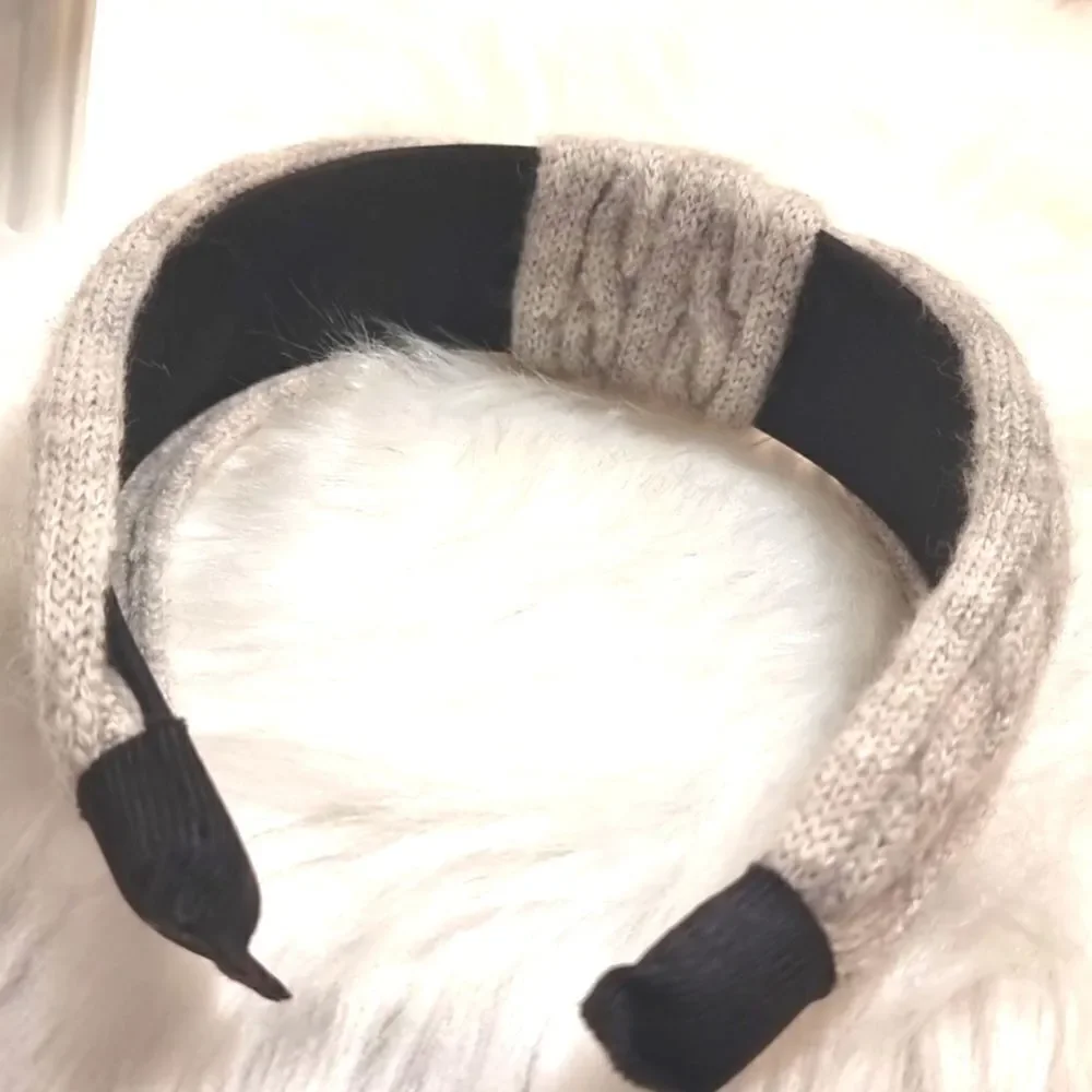 CABLE RIBBED SWEATER KNIT HEADBAND light grey